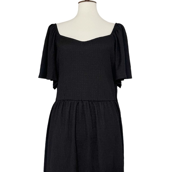 Ava & Viv Plus Textured Stretch Flutter Sleeve Dress Black Size 2X‎ - Picture 7 of 12